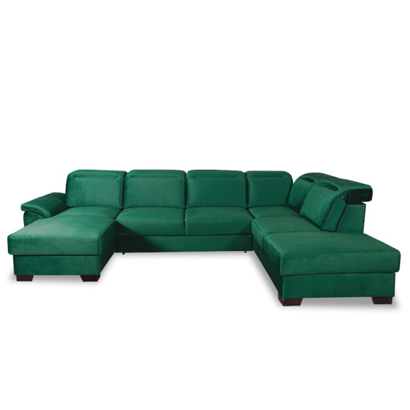 Poze Coltar U Extensibil Cu Lada Dax, Dreapta, Tetiere Reglabile, Verde, 375 Cm