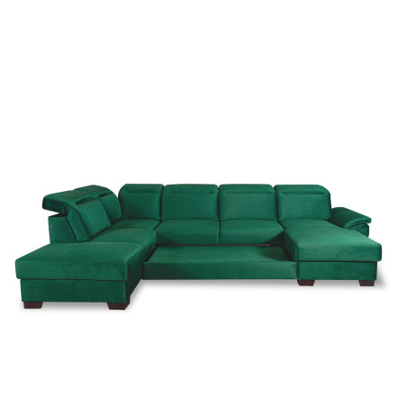 Coltar U Extensibil Cu Lada Dax, Stanga, Tetiere Reglabile, Verde, 375 Cm-01