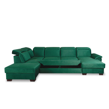 Coltar U Extensibil Cu Lada Dax, Stanga, Tetiere Reglabile, Verde, 375 Cm-01