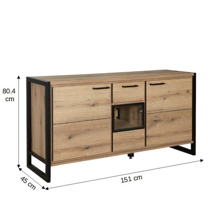 Bufet Soho Nordian Oak 3 Usi Si 1 Sertar 151 Cm-01