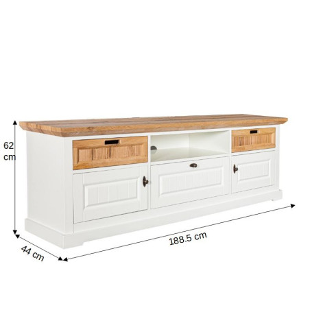 Comoda Tv Tivoli Cu 3 Usi Si 2 Sertare Alb Si Natur, 188.5 Cm-01