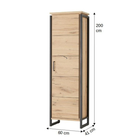 Dulap Reno Cu 1 Usa, Smoked Oak Furnir Din Lemn Masiv, 60 Cm-01