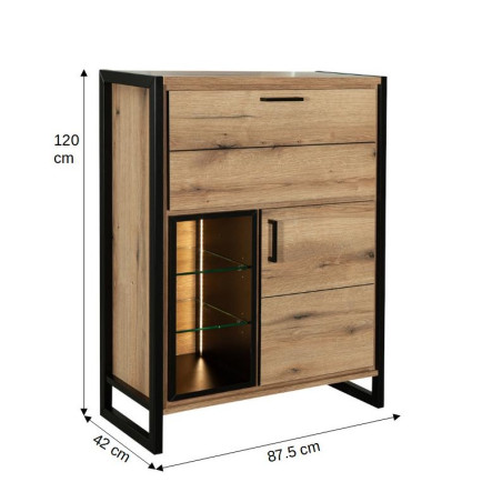 Secretar Cu 2 Usi Si 2 Sertare Soho, Nordian Oak, 87.5 Cm-01