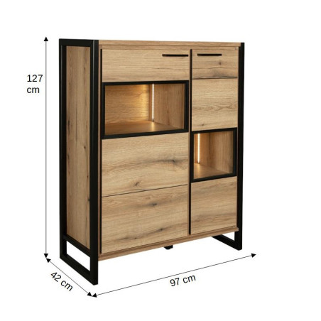 Comoda Bar 2 Usi Soho, Nordian Oak, 97 Cm-01