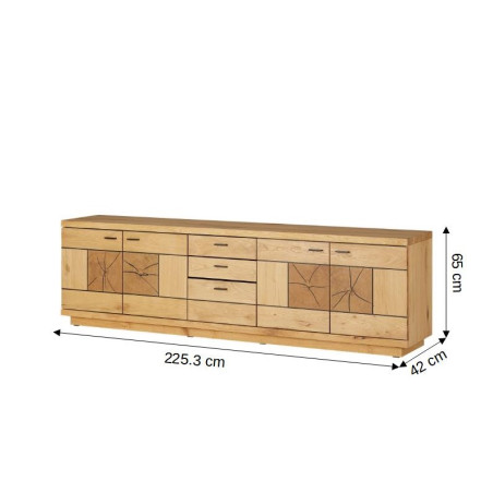 Comoda Tv Cu 4 Usi si 3 Sertare Dakota, Furniruit, 225.3 Cm-01