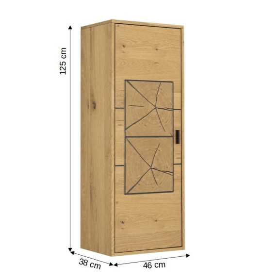 Etajera Urbano Oak Dreapta Cu 1 Usa, Stejar Rustic Si Negru, 46 Cm