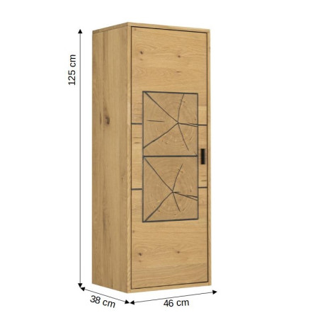 Etajera Urbano Oak Dreapta Cu 1 Usa, Stejar Rustic Si Negru, 46 Cm-01