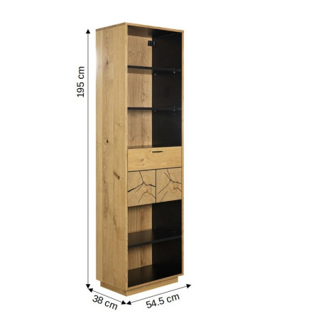 Biblioteca Urbano Oak Cu 1 Usa, Stejar Rustic Si Negru, 54.5 Cm-01