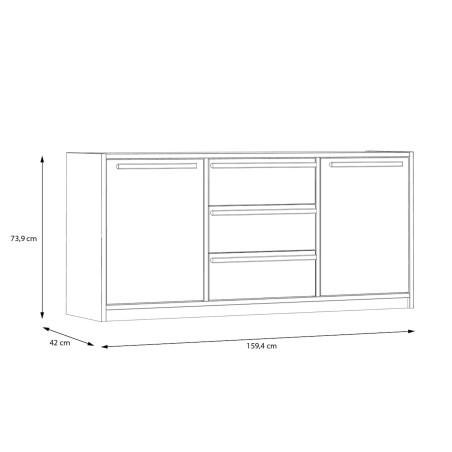 Comoda Smartway Alb Si Stejar Catania, 159.4 Cm-01