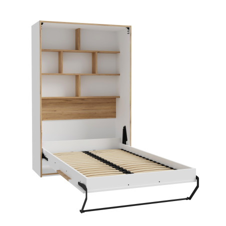 Pat Multifunctional Smartway, Dimensiune Saltea 120 x 200 Cm, Alb Si Stejar Catania-01
