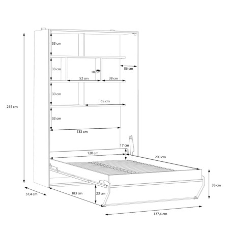 Pat Multifunctional Smartway Alb Si Stejar Catania, 137.5 Cm-01