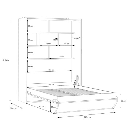 Pat Multifunctional Smartway Alb Si Stejar Catania, 157.4 Cm-01