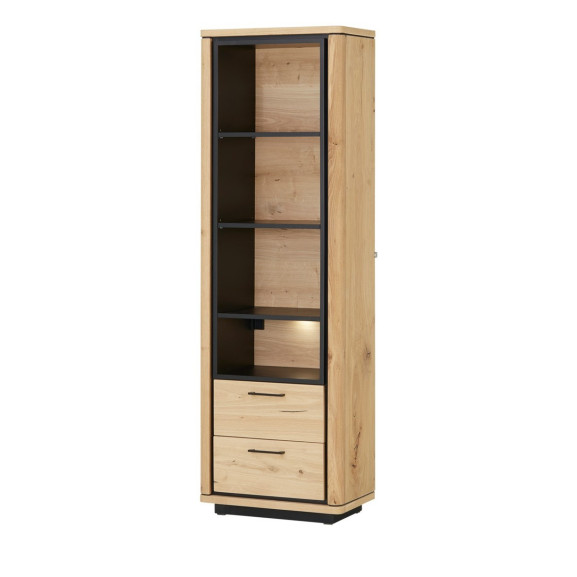 Biblioteca 2 Sertare Tulsa, Smoked Oak, Furnir Din Lemn Masiv, 62 Cm