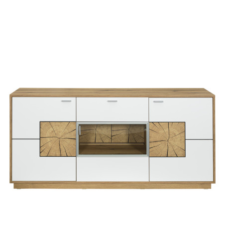 Bufet Urbano White Cu 3 Usi Si 1 Sertar Alb Si Natur, 170 Cm-01