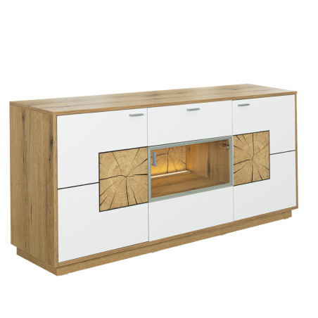 Bufet Urbano White Cu 3 Usi Si 1 Sertar Alb Si Natur, 170 Cm-01