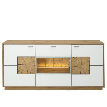 Bufet Urbano White Cu 3 Usi Si 1 Sertar Alb Si Natur, 170 Cm-01