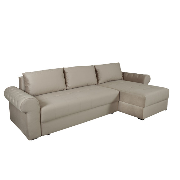 Coltar Extensibil Dreapta Trendy 5 Locuri Lada Depozitare Crem 275 Cm Redus