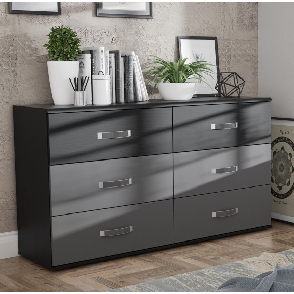 Poze Comoda Delice Gri Wolfram Uni Si Stejar Negru, 150 Cm