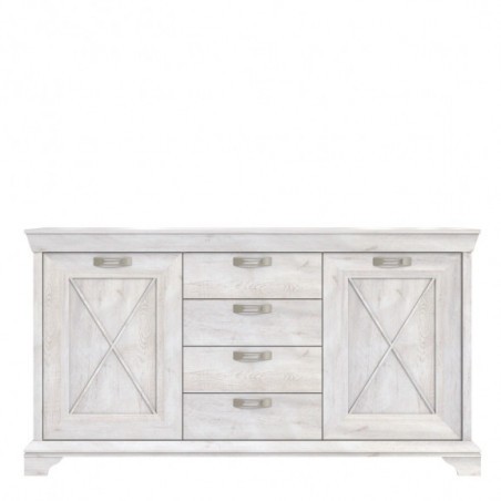 Bufet Cu 2 Usi Si 4 Sertare Kashmir, Alb Antic, 178 Cm-01