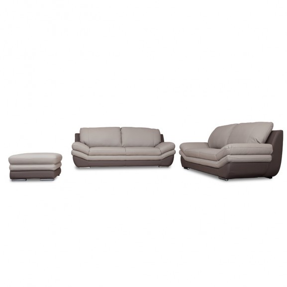 Set canapele cu taburet Nardo, Gri (taupe) & Maro