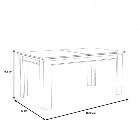 Masa Kashmir, Extensibila, Alb Antichizat, 160/205 x 75 x 90 Cm-01