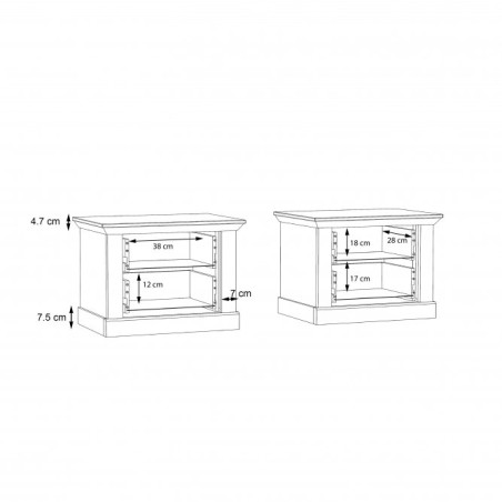 Set 2 Noptiere Kashmir, Alb Antichizat, 65.5 Cm-01