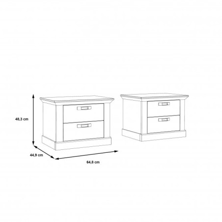 Set 2 Noptiere Kashmir, Alb Antichizat, 65.5 Cm-01