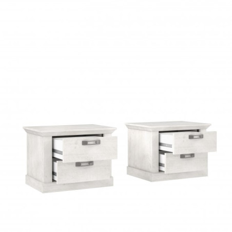 Set 2 Noptiere Kashmir, Alb Antichizat, 65.5 Cm-01