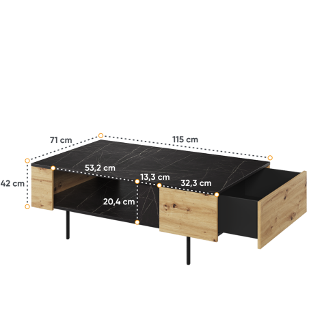 Masa De Cafea Cu 1 Sertar Si 1 Nisa Malmo, Stejar Artisan Si San Sebastian, 115 Cm-01