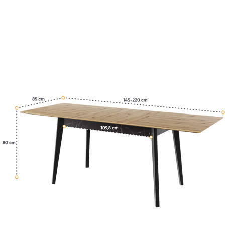 Masa Extensibila Malmo, Stejar Artisan Si San Sebastian, 145/220 x 85 x 80 Cm-01