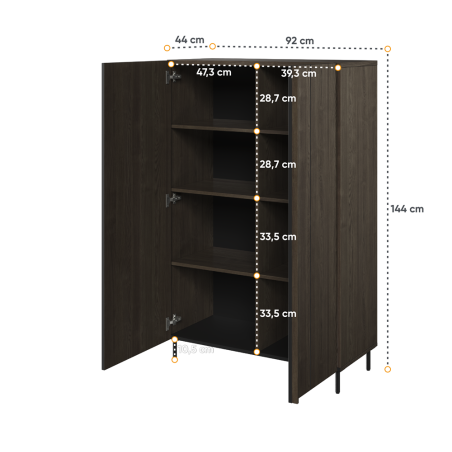 Comoda Cu 2 Usi Belmonte, Frasin Portland Si Negru, 92 Cm-01