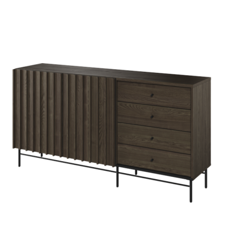 Comoda Cu 2 Usi Si 4 Sertare Belmonte, Frasin Portland Si Negru, 165 Cm-01