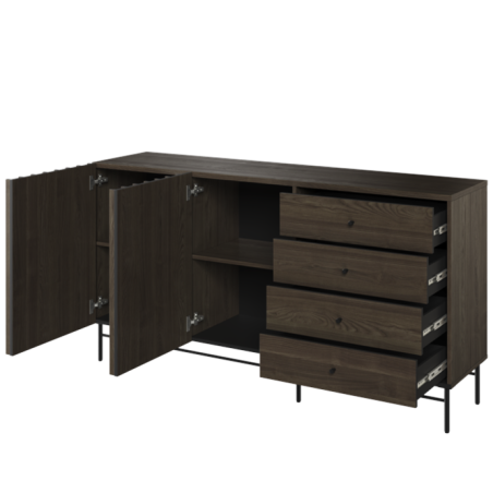 Comoda Cu 2 Usi Si 4 Sertare Belmonte, Frasin Portland Si Negru, 165 Cm-01