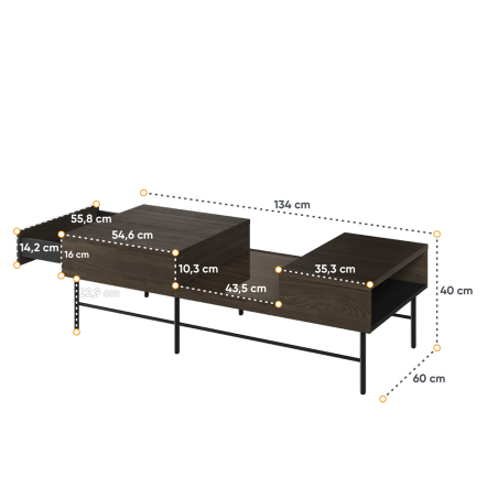 Masuta De Cafea Cu 1 Sertar Belmonte, Frasin Portland Si Negru, 134 Cm-01