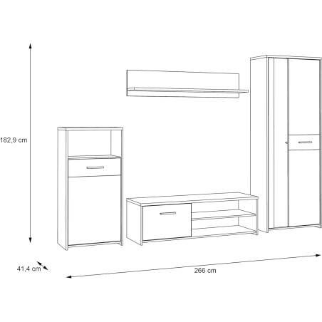 Set Living Gola Stejar Nisipiu Si Alb Mat, 266 Cm-01