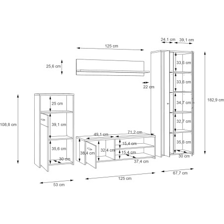 Set Living Gola Stejar Nisipiu Si Alb Mat, 266 Cm-01