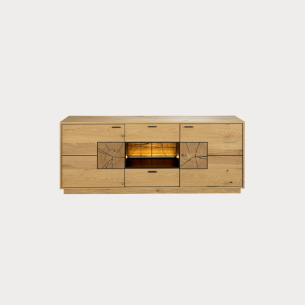 Comoda Tv Urbano Oak Cu 2 Usi Si 2 Sertare, Stejar Rustic Si Negru, 170 Cm