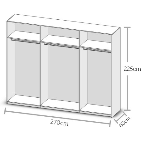 Dulap Castello, 2 Usi Culisante, Alb si Stejar Salbatic, 270 Cm-01