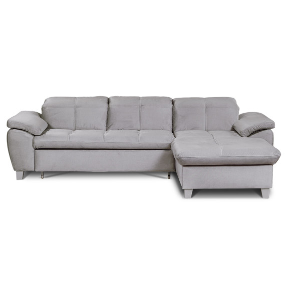 Poze Coltar Extensibil Cu Insula Dreapta Sevilia Lux, 5 Locuri, Tetiere Reglabile, Gri, 272 Cm