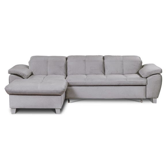 Poze Coltar Extensibil Cu Insula Stanga Sevilia Lux, 5 Locuri, Tetiere Reglabile, Gri, 272 Cm