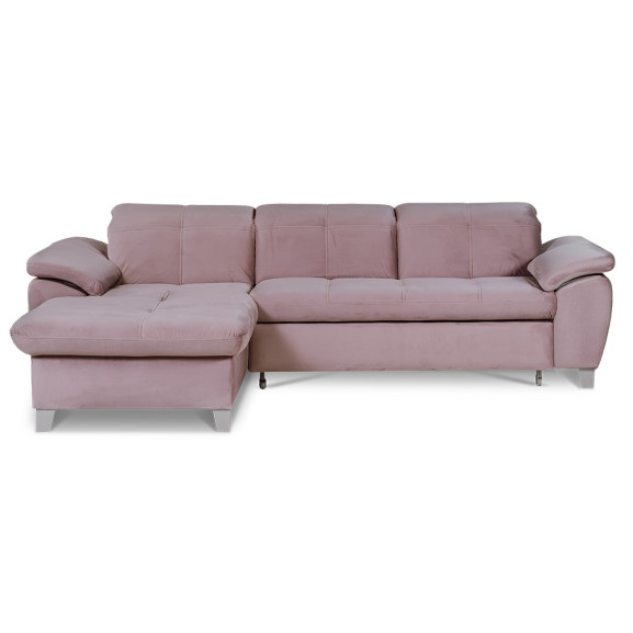 Poze Coltar Extensibil Cu Insula Stanga Sevilia Lux, 5 Locuri, Tetiere Reglabile, Roz, 272 Cm