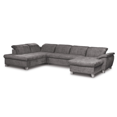 Coltar U Extensibil Sevilia Lux, Stanga, 6 Locuri, Tetiere Reglabile, Gri Inchis, 355 Cm-01