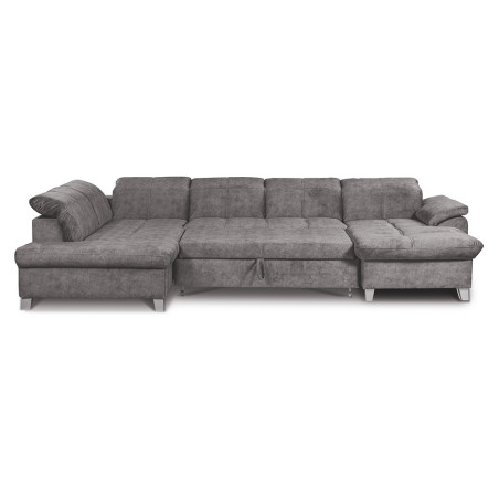 Coltar U Extensibil Sevilia Lux, Stanga, 6 Locuri, Tetiere Reglabile, Gri Inchis, 355 Cm-01