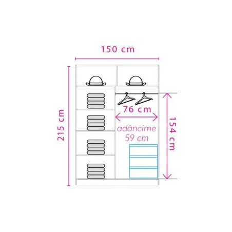 Dulap Anderssen Cu 2 Usi Culisante, Oglinda 150 Cm-01