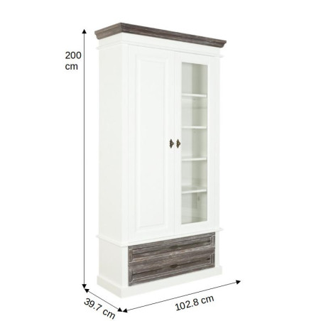 Dulap Cu 2 Usi Si 2 Sertare Cabana Alb Si Gri, 102.8 Cm-01