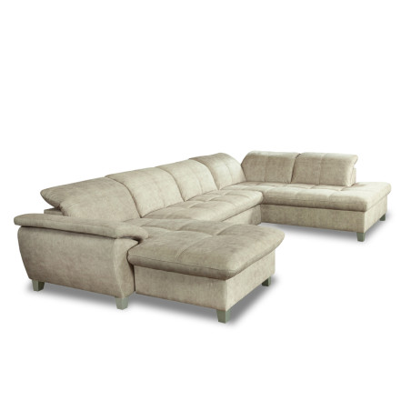 Coltar U Extensibil Sevilia Lux, Dreapta, 6 Locuri, Tetiere Reglabile, Bej, 355 Cm-01