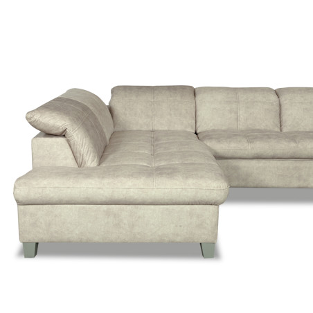 Coltar U Extensibil Sevilia Lux, Stanga, 6 Locuri, Tetiere Reglabile, Bej, 355 Cm-01