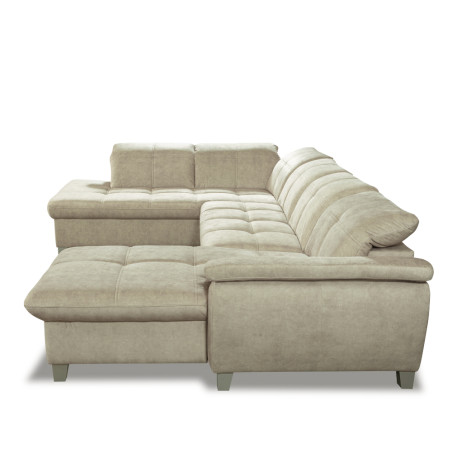 Coltar U Extensibil Sevilia Lux, Stanga, 6 Locuri, Tetiere Reglabile, Bej, 355 Cm-01