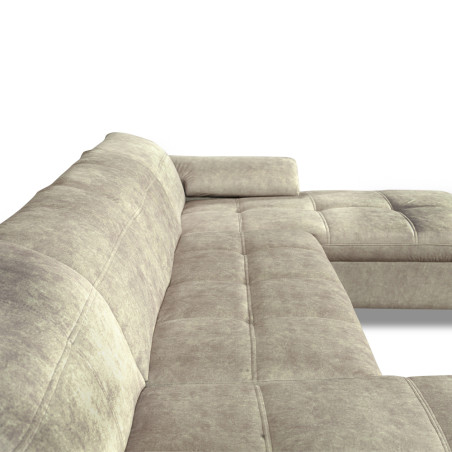 Coltar U Extensibil Sevilia Lux, Stanga, 6 Locuri, Tetiere Reglabile, Bej, 355 Cm-01