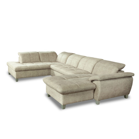 Coltar U Extensibil Sevilia Lux, Stanga, 6 Locuri, Tetiere Reglabile, Bej, 355 Cm-01